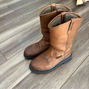 HyTest Rugged Tan Leather Western Work Boots- steel toe